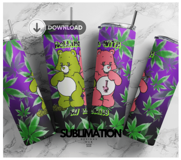 Rollin with my homies weed 20oz Skinny tumbler wrap | Cannabis weed 420, 20 oz skinny Tumbler wrap | Smoking weed Digital File | Sublimation Design |PNG