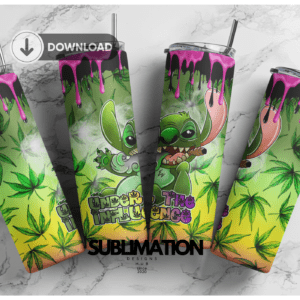 Stitch under the influence weed 20oz Skinny tumbler wrap | Cannabis weed 420, 20 oz skinny Tumbler wrap | Smoking weed Digital File | Sublimation Design |PNG