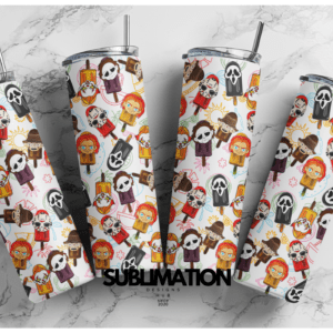 Beach Horror, Summer horror, Summer Time Horror characters, Swimming horror floats, Horror, 20oz Skinny tumbler wrap | Digital File | Sublimation Design |PNG