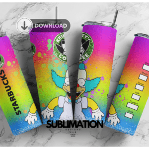 Krusty Coffee 20 oz tumbler download, digital design, Simpsons Sublimation design, tumbler png, 20oz Skinny tumbler wrap | Digital File | Sublimation Design |PNG