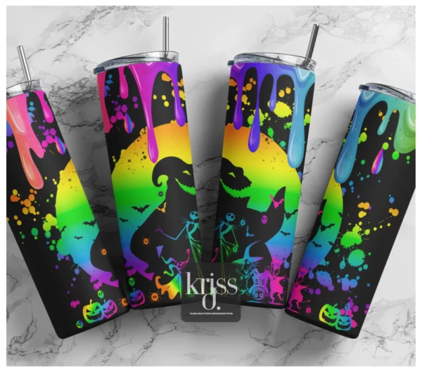 Jack Skellington and Oogie Neon halloween, Nightmare 20oz tumbler download, digital design, Sublimation design, tumbler png, 20oz Skinny tumbler wrap | Digital File | Sublimation Design |PNG