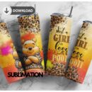 Just a Girl in love with her pooh Cartoon Tumbler 20 oz Skinny, Leopard pattern wrap, Tumbler Sublimation PNG, Digital Download png