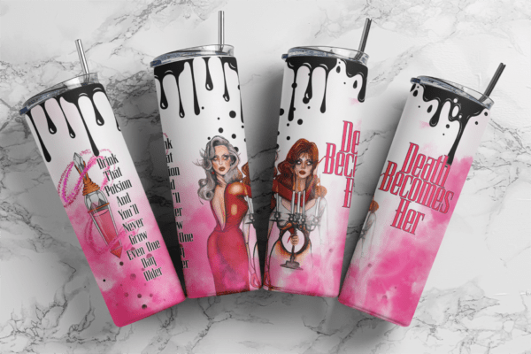 Death becomes Her,  Drink That Potsion And You’ll Never Grow Even One Day Older, 20oz Skinny tumbler wrap | Digital Download File | Sublimation Design |PNG