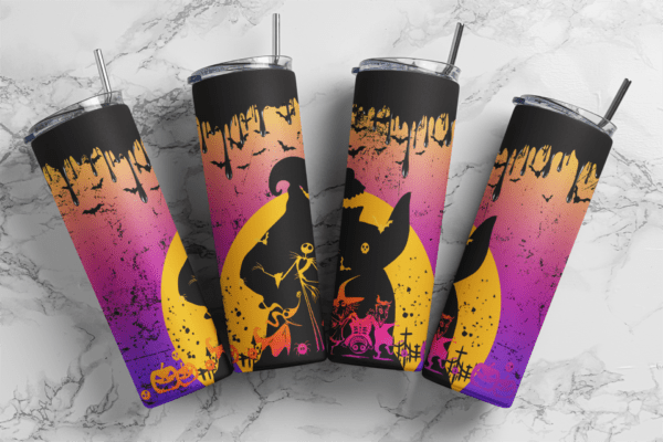 Jack Skellington and Oogie Neon halloween, Nightmare 20oz tumbler download, digital design, Sublimation design, tumbler png, 20oz Skinny tumbler wrap | Digital File | Sublimation Design |PNG