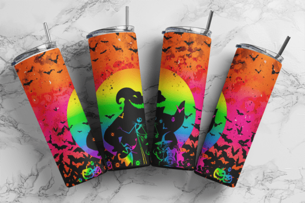 Jack Skellington and Oogie Neon halloween, Nightmare 20oz tumbler download, digital design, Sublimation design, tumbler png, 20oz Skinny tumbler wrap | Digital File | Sublimation Design |PNG