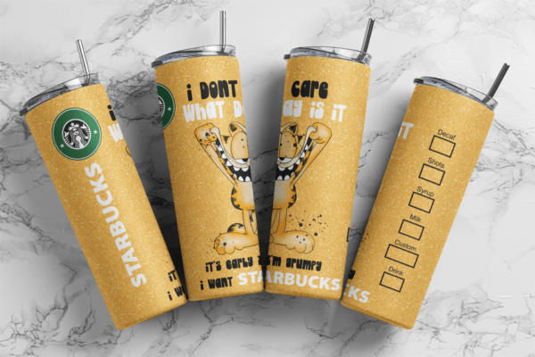 Garfield, i don't care what day is it its early i'm grumpy i want is day, Starbucks 20oz tumbler download, digital design, Sublimation design, tumbler png, 20oz Skinny tumbler wrap | Digital File | Sublimation Design |PNG