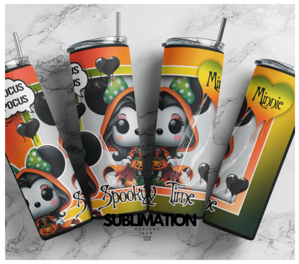 Funko pop character Spooky Minnie 20oz Skinny tumbler wrap | Hocus Pocus Digital File |Halloween Sublimation Design |PNG