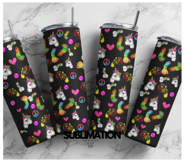 Unicorn neon rainbow penis 20oz tumbler Rainbow neon | Joke tumbler| Sublimation png | Rainbow Download| Digital File | Sublimation Design |PNG