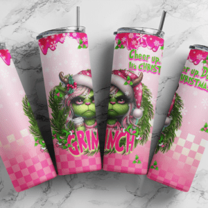 Pink Grinch,Christmas, Download PNG, Design for 20oz Tumbler, Sublimation download, Digital Download