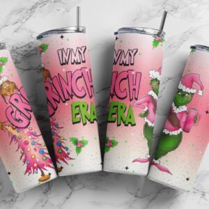 I am Grinchy ERA, pink Grinchy Christmas, Download PNG, Design for 20oz Tumbler, Sublimation download, Digital Download