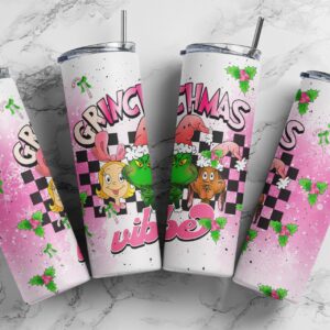 Grinchmas vibe , pink Grinchy Christmas, Download PNG, Design for 20oz Tumbler, Sublimation download, Digital Download (Copy)
