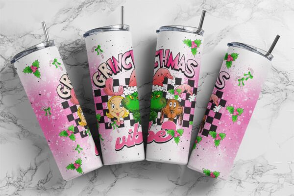 Grinchmas vibe , pink Grinchy Christmas, Download PNG, Design for 20oz Tumbler, Sublimation download, Digital Download (Copy)