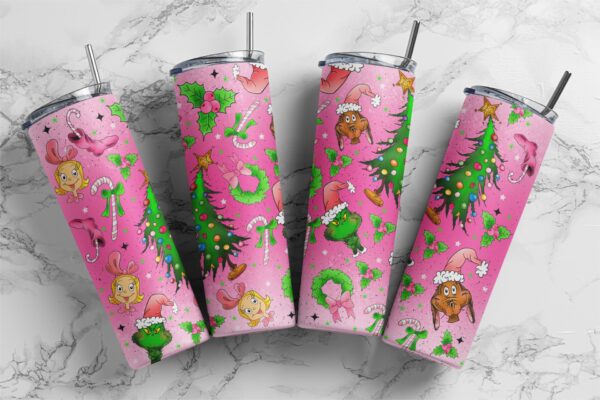 Pink Grinch Christmas, Download PNG, Design for 20oz Tumbler, Sublimation download, Digital Download