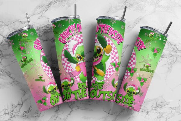 Grinchy on the inside,  bougie on the outside, Stitch, Christmas, Download PNG, Design for 20oz Tumbler, Sublimation download, Digital Download
