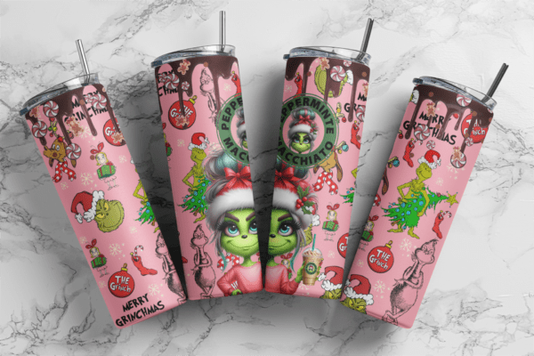 Pink Peppermint macchiato coffee, Christmas, Download PNG, Design for 20oz Tumbler, Sublimation download, Digital Download