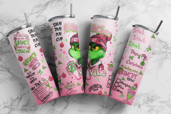 Pink Grinchmas, Christmas, Download PNG, Design for 20oz Tumbler, Sublimation download, Digital Download