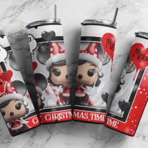Funko pop character Christmas Minnie 20oz Skinny tumbler wrap | Christmas Time Digital File |Halloween Sublimation Design |PNG