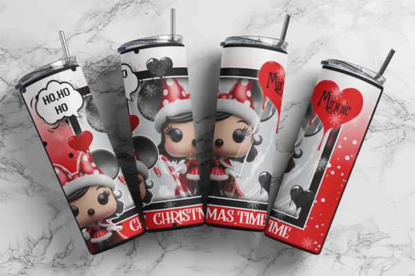 Funko pop character Christmas Minnie 20oz Skinny tumbler wrap | Christmas Time Digital File |Halloween Sublimation Design |PNG