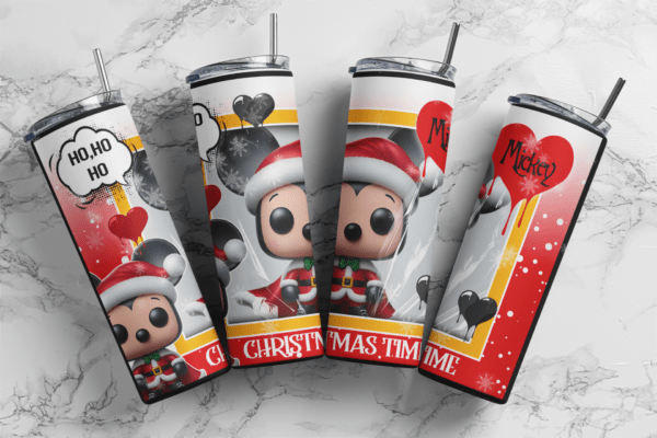 Funko pop character Christmas Mickey 20oz Skinny tumbler wrap | Christmas Time Digital File |Christmas Sublimation Design |PNG
