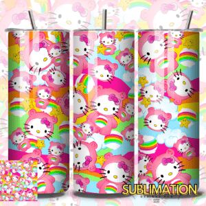 Hello Kitty and Care bear 20oz Skinny tumbler wrap | Designer Digital File | Sublimation Design |PNG