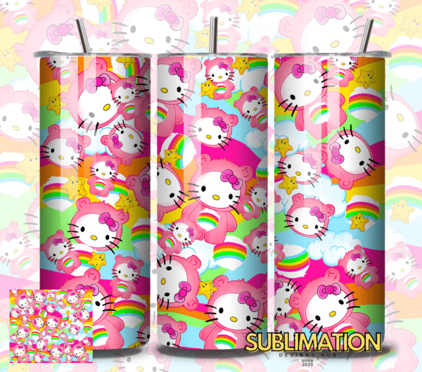 Hello Kitty and Care bear 20oz Skinny tumbler wrap | Designer Digital File | Sublimation Design |PNG