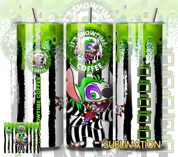 Beetlejuice Stitch Showtime halloween, Nightmare 20oz tumbler download, digital design, Sublimation design, tumbler png, 20oz Skinny tumbler wrap | Digital File | Sublimation Design |PNG