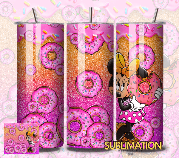 Minnie Mouse Donut 20oz Tumbler,  Sublimation, tumbler png tumbler wrap | Digital File | Sublimation Design |PNG