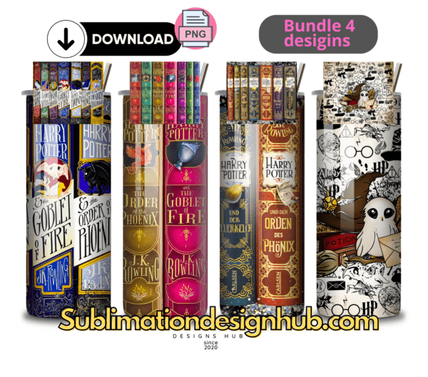 Harry Potter Books 20oz tumbler download, digital design, Sublimation png,  wrap | Digital File Bundle
