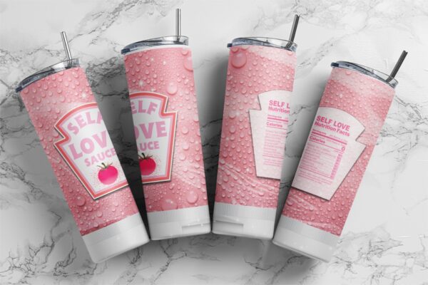 Pink Heinz Self Love Sauce 20 oz Skinny Tumbler, digital download sublimation Design | Sublimation Digital Download | PNG 20oz wrap