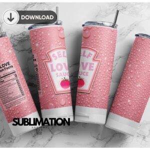 Pink Heinz Self Love Sauce 20 oz Skinny Tumbler, digital download sublimation Design | Sublimation Digital Download | PNG 20oz wrap