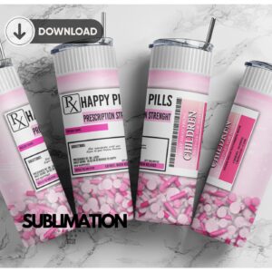 RX Happy Pills 20 oz Skinny Tumbler, digital download sublimation Design | Sublimation Digital Download | PNG 20oz wrap