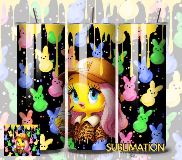 Peeps tweety 20oz Skinny tumbler wrap |Easter Digital File | Sublimation Design |PNG
