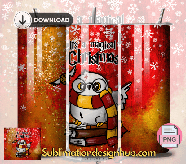 Harry Potter Owl Magical Christmas 20oz tumbler download, digital design, Sublimation png,  wrap | Digital File