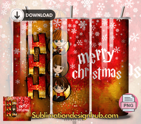Harry Potter Magical Christmas 20oz tumbler download, digital design, Sublimation png,  wrap | Digital File