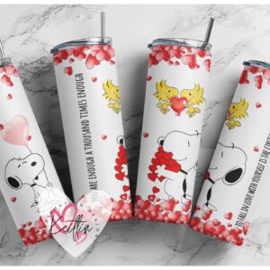 Valentines Day Snoopy Dog 20 oz Skinny Tumbler, digital download sublimation Design | Sublimation Digital Download | PNG 20oz wrap