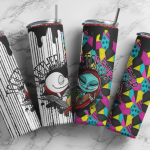 Sally & Jack Skeleton Together Forever 20oz Tumbler, digital design, Valentines Day Sublimation design, tumbler png, 20oz Skinny tumbler wrap | Digital File | Sublimation Design |PNG