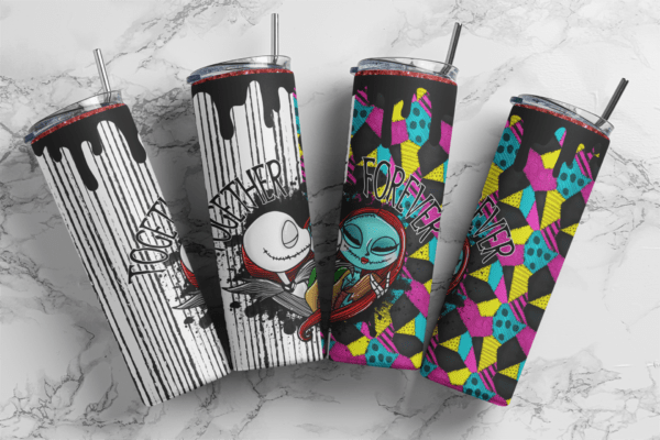 Sally & Jack Skeleton Together Forever 20oz Tumbler, digital design, Valentines Day Sublimation design, tumbler png, 20oz Skinny tumbler wrap | Digital File | Sublimation Design |PNG