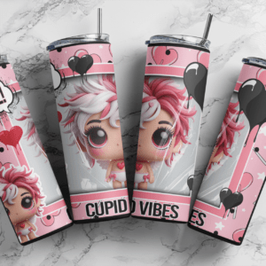 Cupid Vibe  20 oz tumbler download, digital design, Valentines Day Sublimation design, tumbler png, 20oz Skinny tumbler wrap | Digital File | Sublimation Design |PNG