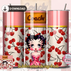 Cherry Coach designer Betty Boop 20oz Skinny tumbler wrap | Designer Digital File | Sublimation Design |PNG