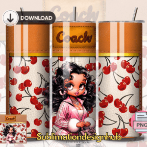 Cherry Coach designer Betty Boop 20oz Skinny tumbler wrap | Designer Digital File | Sublimation Design |PNG