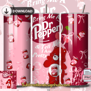 Dr.Pepper Care Bear 20oz Skinny tumbler wrap | Tumbler wrap | Digital File | Sublimation Design |PNG